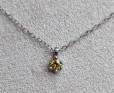 Natural Yellow Diamond 0.14ct GWLAB Certified S925 Rhodium-Plated Pendant