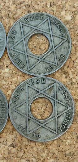 West Africa 1/10 Penny coins (6)