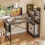 MULTIPLE COLOURS AVAILABLE Computer Desk with Storage Shelves 120CM Corner Desk with Drawer Reversible Computer Desk Writing Table with Side Pocket Storage Bag and Headphone Hook for Home Office Small Space Image 5