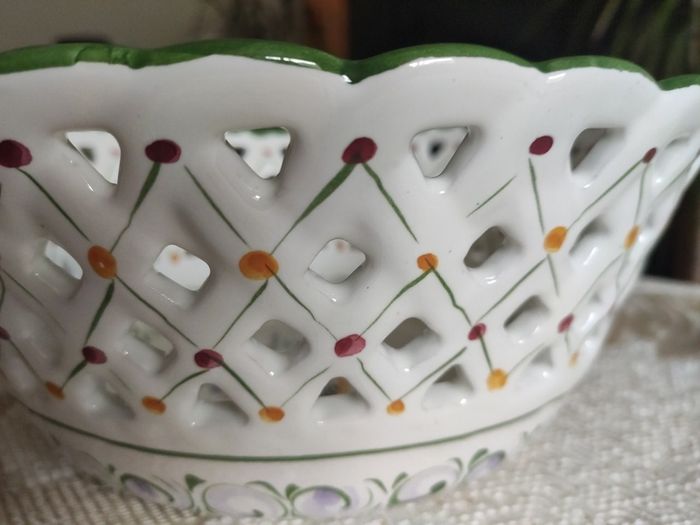 Vintage Hand-Painted Ceramic Fruit Bowl Made in Portugal