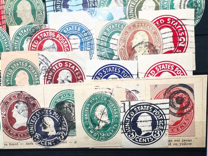 USA Early prepaid stamps from cards and envelopes