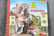"Vehicles" book whit 24 magnets