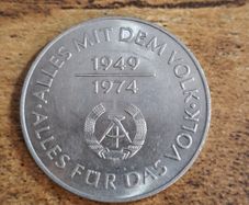 German Democratic Republic, Germany, 10 Mark 1974, 25th Anniversary of the GDR - free standard postage