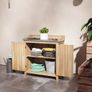 Wooden Potting Bench with Storage Cabinet Image 3