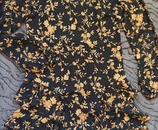 Black and Gold Floral Long Sleeve Dress. Size 10