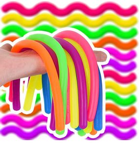 6x Stretchy Children Fidget Noodles String Fidget Stretchy Monkey Worm Noodle String Toy for Kids and Adults, DIY Hand-Knit Rope Anti Stress Rope Sensory for Reducing Anxiety & Stress (FREE POSTAGE)