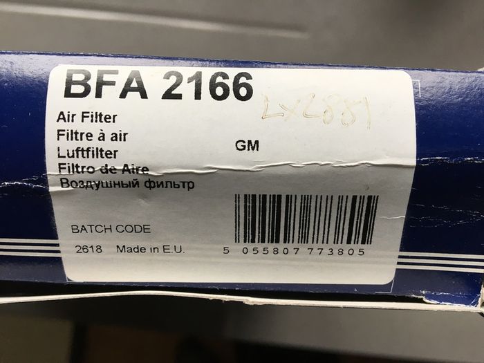 Opel Borg & Beck Air Filter BFA 2166