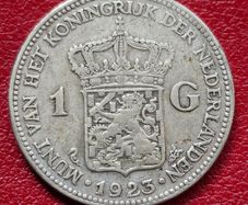Netherlands 1 Gulden 1923 Queen Wilhelmina Silver Coin
