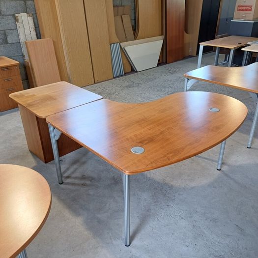 Oval Oak Desks + Pedestals