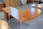Oval Oak Desks + Pedestals