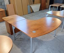 Oval Oak Desks + Pedestals