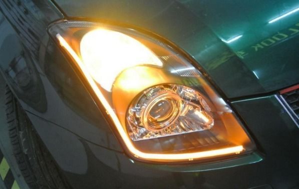 2pcs 60CM Car LED Turn Daytime Running White&Yellow Soft Tears Strips Guide Lights
