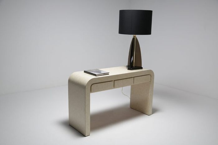 Mid-Century Modern Formica Waterfall Console table, attributed to Karl Springer, 1970s.