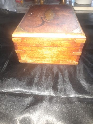 A Beautiful Old Brass and Wooden Jewellery Storage Box