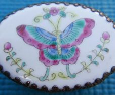 Vintage Chinese Canton Enamel on Brass  Trinket Box