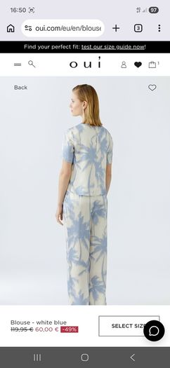 Oui Top White Blue - Fits UK 8 to 10 - New Without Tags RRP 120