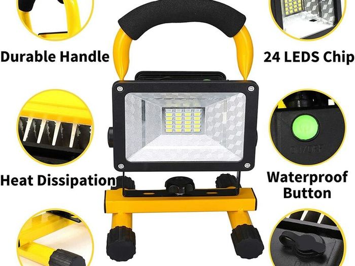 LED Work Lights Portable Floodlight Waterproof Security LED Rechargeable FloodLight for Outdoor, Garage, Car Repairing, Camping, Hiking
