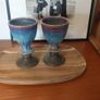 Wonderful Pair of Studio Art Pottery Goblets by Martin Branch Lyre Pottery, Cloncorban, Rossmore, Clonakilty, West Cork in a Fabulous Colourful Variegated Glaze. Pair Two Image 2