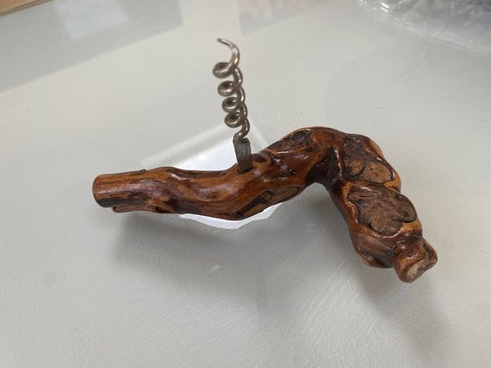 Burl wood French corkscrew with original sticker