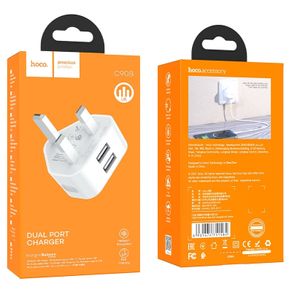 Hoco C90B Grandiose Dual Port Charger White