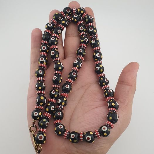 Vintage Venetian Style Thousand Eyes & Chevron Glass Beads Necklace