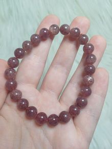 beaded strawberry quartz bracelet high grade