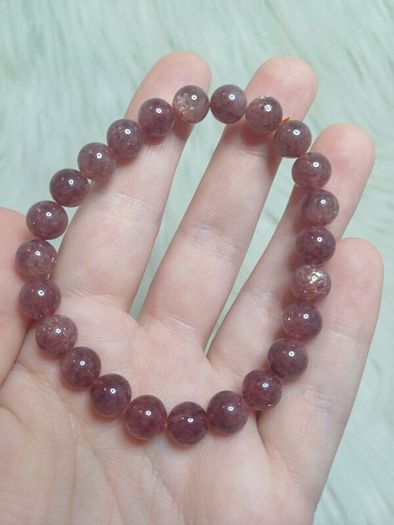 beaded strawberry quartz bracelet high grade