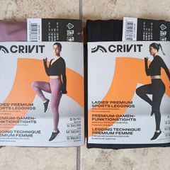2x Crivit Ladies' Premium Sports Leggings Pink & Black S EUR 36/38 GB 8/10 Lidl