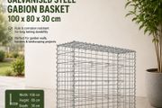 Galvanised Steel Gabion Basket 100 x 80 x 30 cm