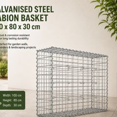 Galvanised Steel Gabion Basket 100 x 80 x 30 cm