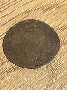 Flattened 1937 One Penny coin