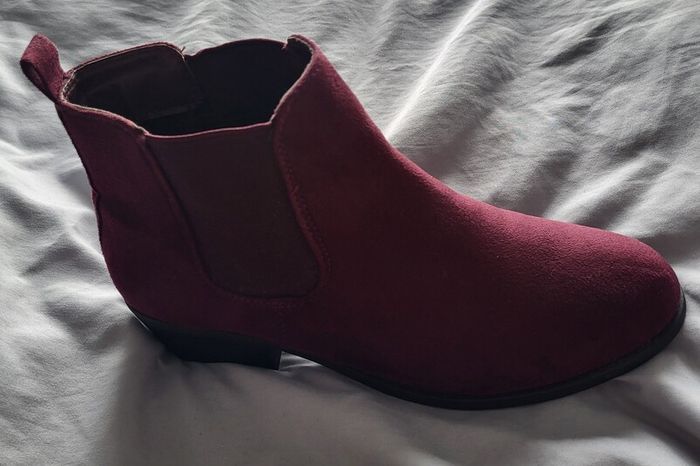 Maroon suede ankle boots