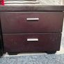 Bedside lockers (dark wood with faux leather top) Image 2