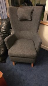 : IKEA OMTANKSAM Wingback Armchair : Nordvalla Dark Grey