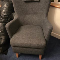 : IKEA OMTANKSAM Wingback Armchair : Nordvalla Dark Grey