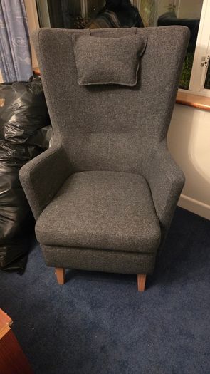 : IKEA OMTANKSAM Wingback Armchair : Nordvalla Dark Grey
