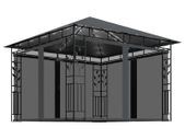 Gazebo with Mosquito Net and String Lights 3x3x2.73 m Anthracite 180 g/sq.m