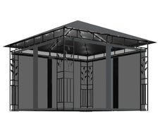 Gazebo with Mosquito Net and String Lights 3x3x2.73 m Anthracite 180 g/sq.m