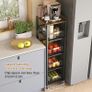 5 Tier Kitchen Storage Trolley, Pull Out Fruit Basket Stand, Vegetable Storage Rack On Wheelsy, Kitchen tall trolley with Wheels, Chefs Trolle(40cm 30cm 107cm black) Image 4