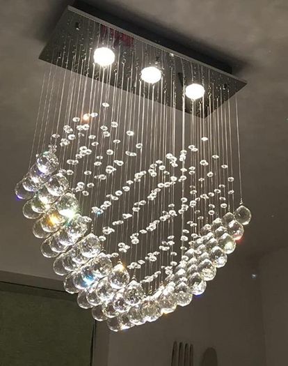 Heart Shape Crystal Chandelier, Modern Crystal Romantic LED Ceiling Lights Fixture, Rectangle Flush Mount Pendant Lamp for Living Room, Bedroom, Dining Room, Hallway, L50cm W20cm H70cm (FREE POSTAGE)