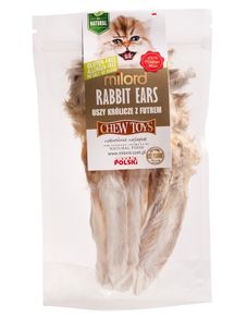 Milord Rabbit ears with fur 2pc - cat treat, 100% dried meat