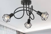 3 Way Ceiling Light Chandelier Semi-Flush Mount E14 Base Black Metal Caged 3 Lights Ceiling Light Fixture for Bedroom Living Dining Room Hallway (FREE SHIPPING)