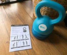 Adjustable Kettlebell 5-12lbs, Blue, Cast Iron, Great for Women/Men Training Fitness, Full-Body Workout and Strength Training
