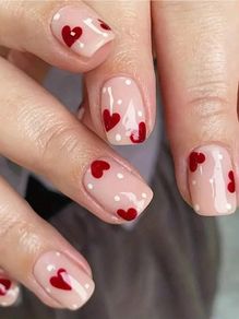 24 pcs Red Heart Press-On Nails