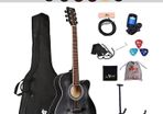 Black Acoustic Guitar for Beginners, Acoutic Steel-string Guitar Adults, Kids Guitar Folk Starter Kit for School with Unique Color Design (FREE SHIPPING)
