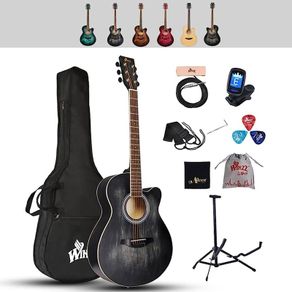 Black Acoustic Guitar for Beginners, Acoutic Steel-string Guitar Adults, Kids Guitar Folk Starter Kit for School with Unique Color Design (FREE SHIPPING)