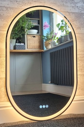 LED Bathroom Mirror Oval 60x90cm Bluetooth Speakers Antiifog Demister