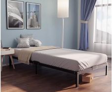 Metal Single Bed Frame 90x190 with Storage 35cm - Platform Sturdy and 20min Easy Assembly Bed Frames - Large Storage