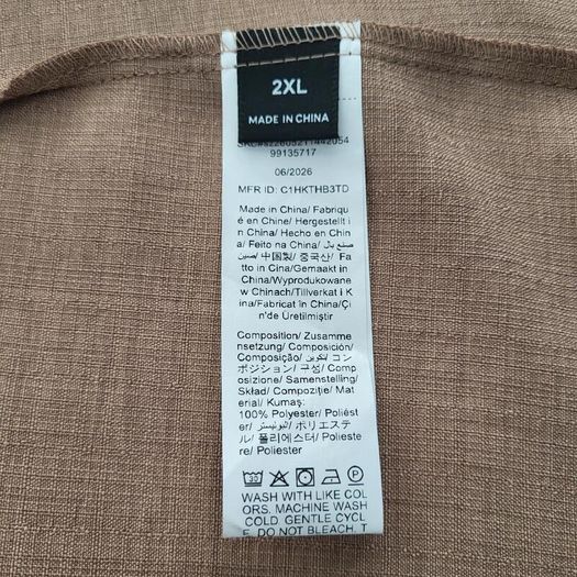 Shein brown blouse w/white trim, Size 2XL / UK20, Brand new