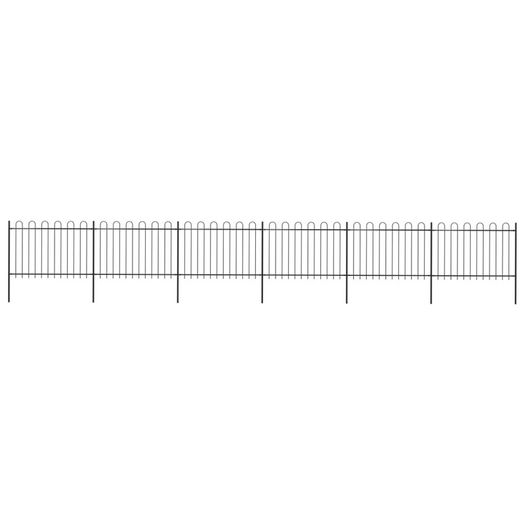 Garden Fence with Hoop Top Steel 10.2x1.2 m Black